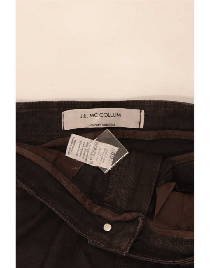 Calça casual masculina J.E. Mc Collum IT 50 grande W36 L32 xadrez marrom