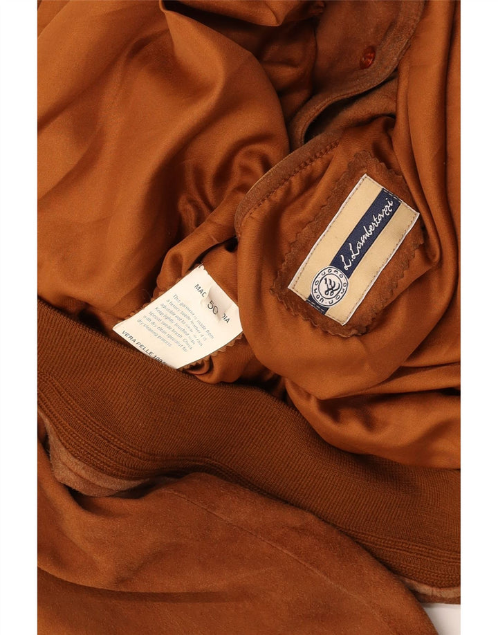 Jaqueta bomber masculina de camurça L.LAMBERTAZZI IT 50 grande couro marrom