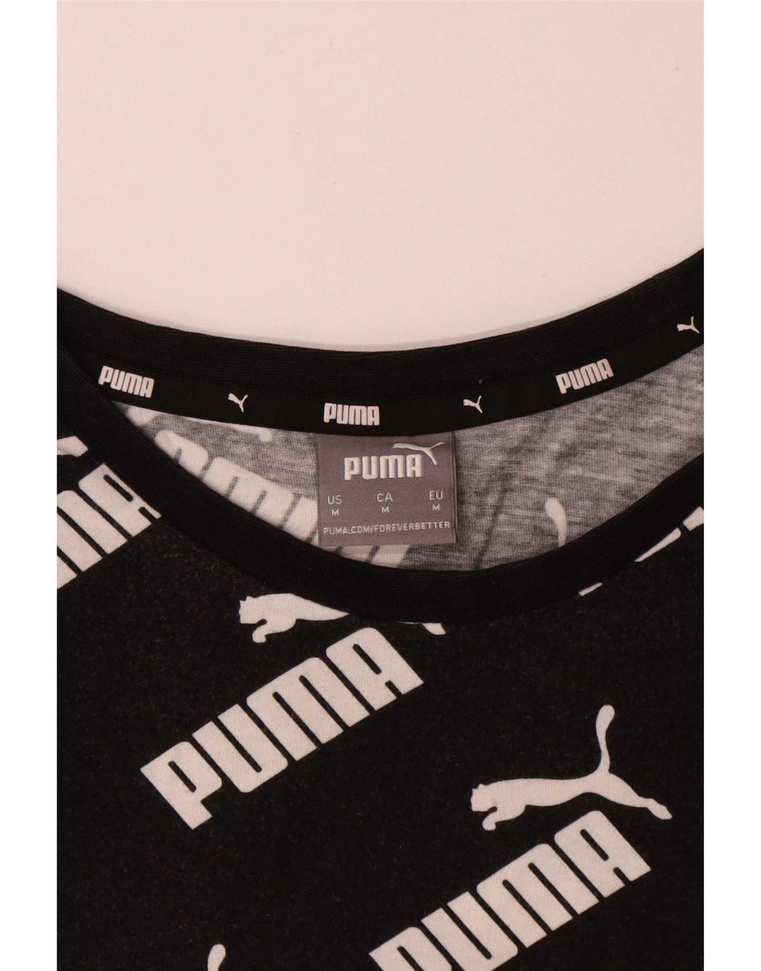 Puma Mens Graphic T-Shirt Top Médio Algodão Preto