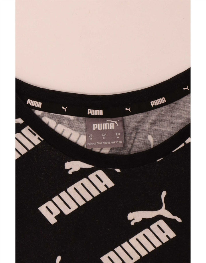 Puma Mens Graphic T-Shirt Top Médio Algodão Preto