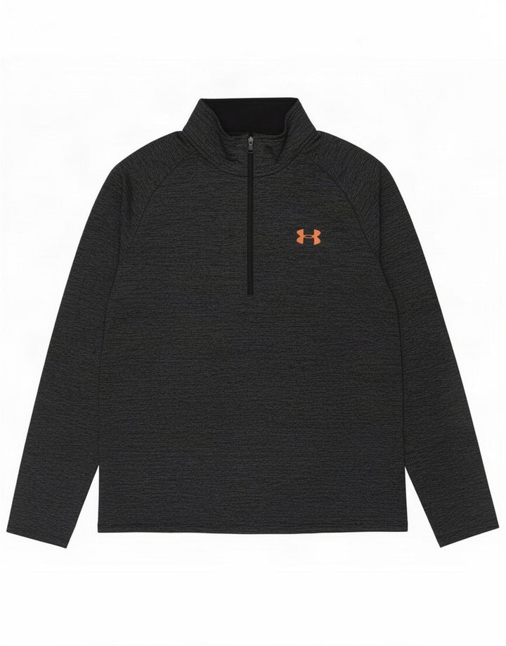 Under Armour Mens Zip Neck Pullover Treino Top Grande Cinza Flecked