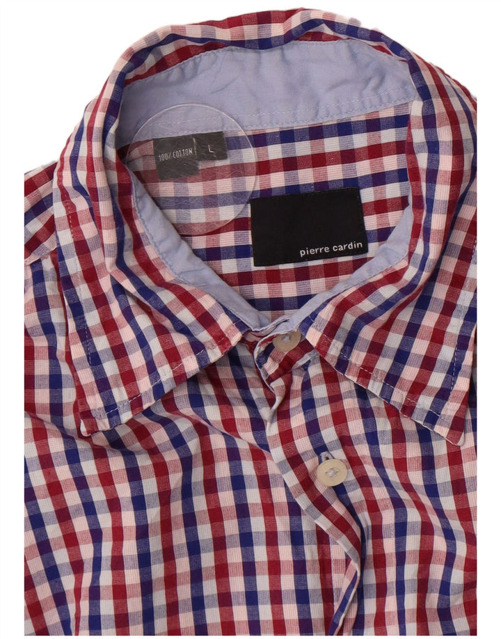 Camisa masculina Pierre Cardin grande algodão guingão vermelho