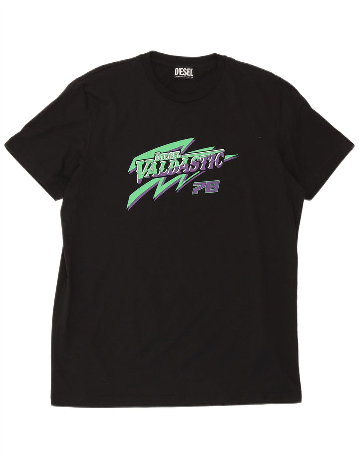 Camiseta gráfica masculina DIESEL grande algodão preto
