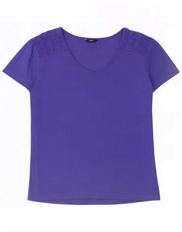 Camiseta feminina M&Co UK 14 grande algodão azul