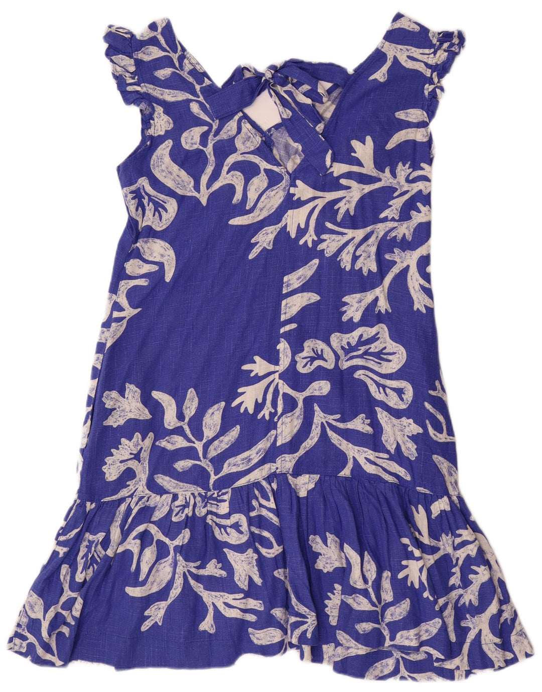 Próximo Vestido feminino evasê UK 10 pequeno azul floral viscose