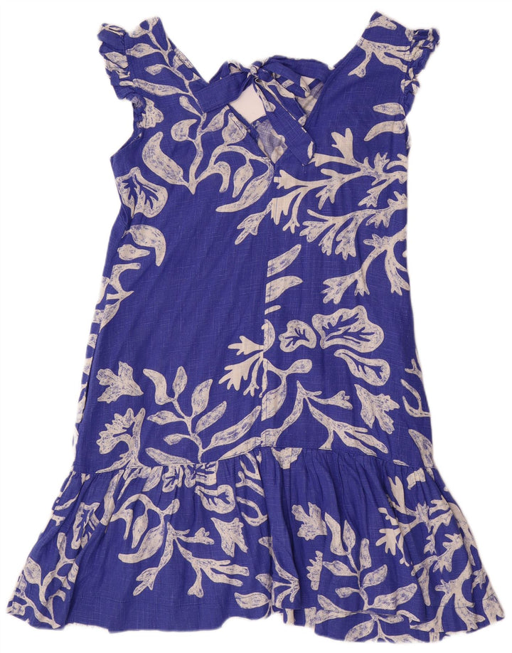 Próximo Vestido feminino evasê UK 10 pequeno azul floral viscose