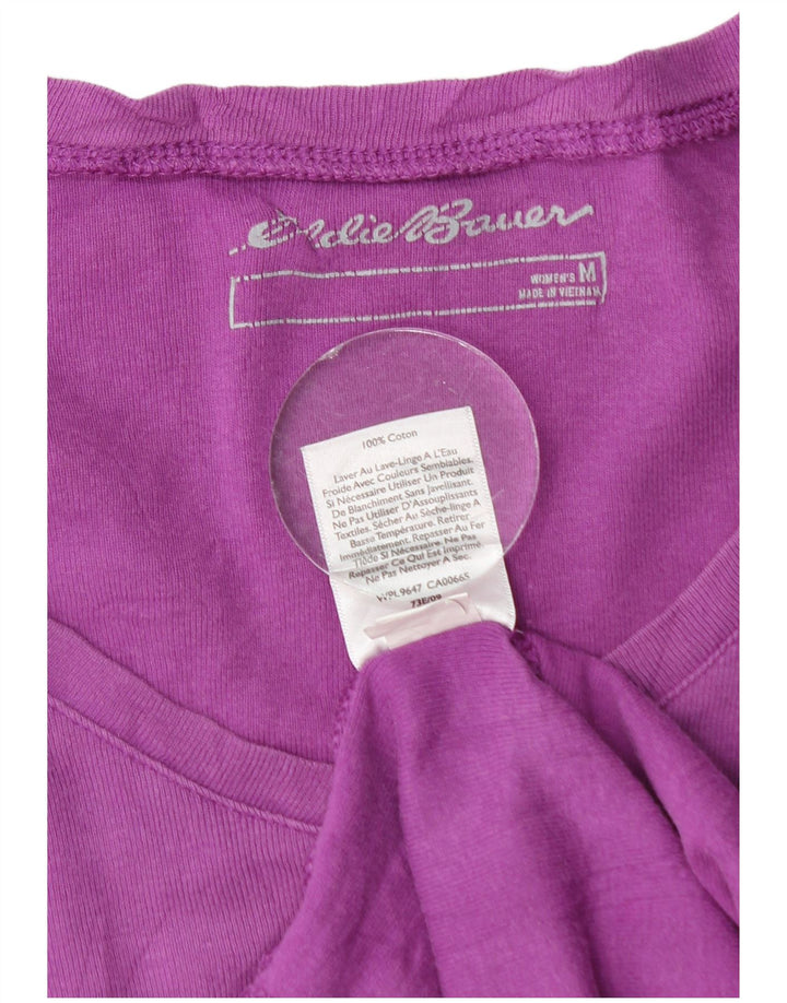 EDDIE BAUER Top feminino manga comprida Reino Unido 14 algodão roxo médio