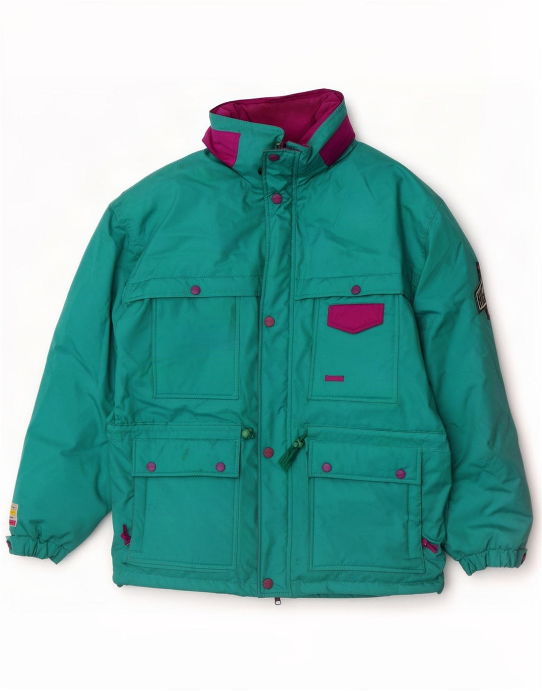 Jaqueta de esqui masculina Ellesse com capuz gráfico IT 50 grande bloco colorido verde