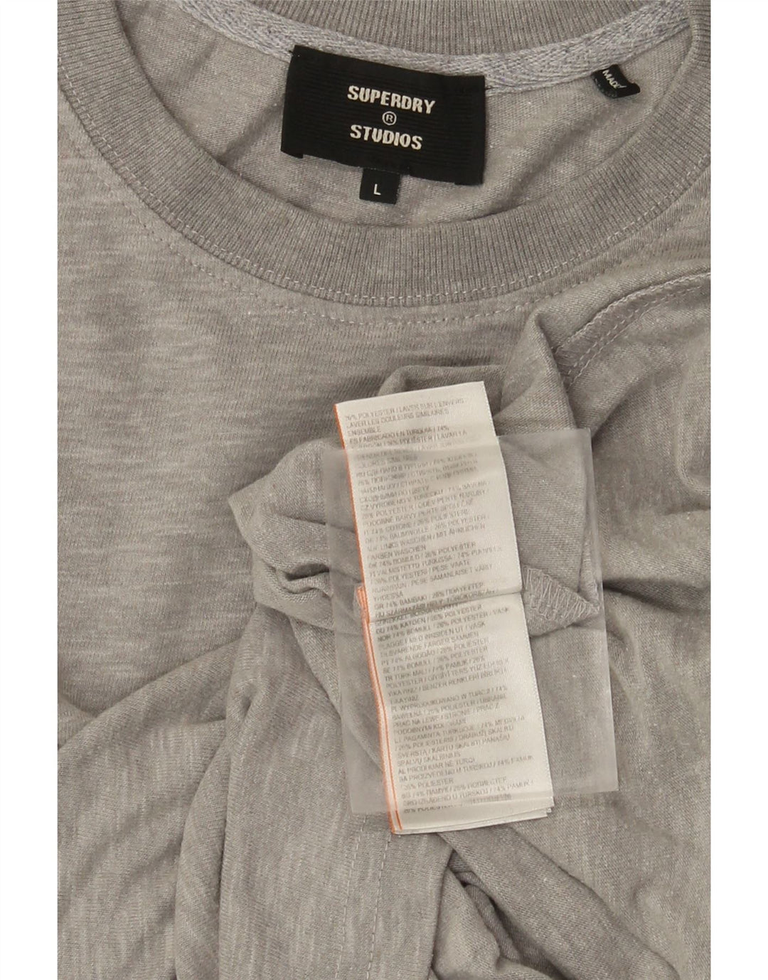 Camiseta masculina Superdry Top grande algodão manchado cinza