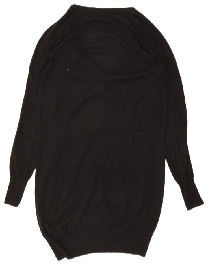 Suéter cardigã feminino Zara Longline Reino Unido 14 seda preta média