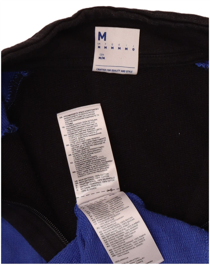 Reebok Mens Graphic 1/4 Zip Moletom Jumper Médio Azul Algodão