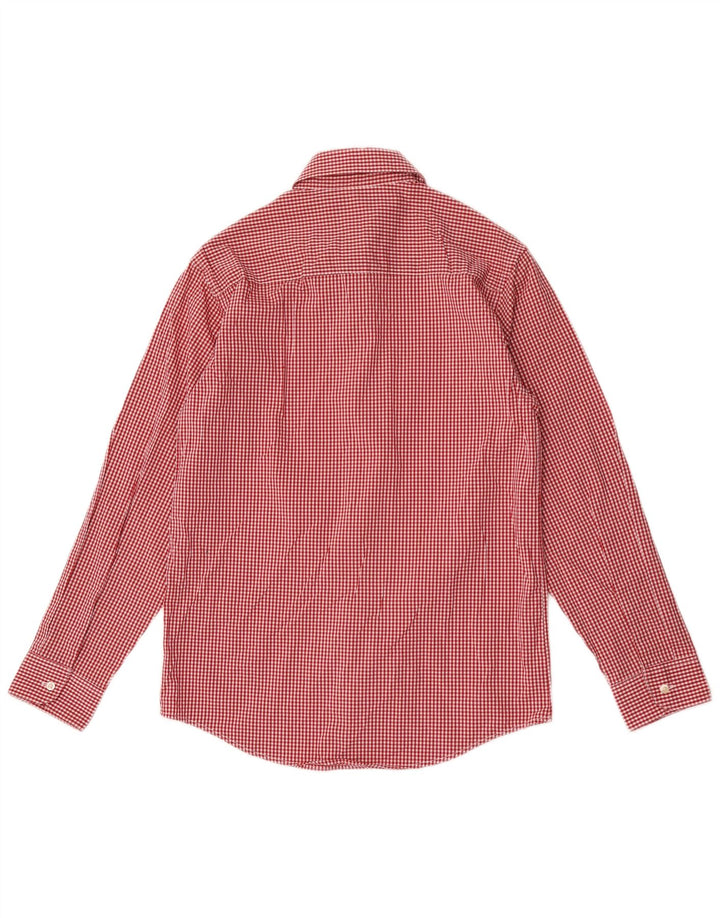 Camisa elástica masculina Chaps 12-13 anos grande algodão guingão vermelho