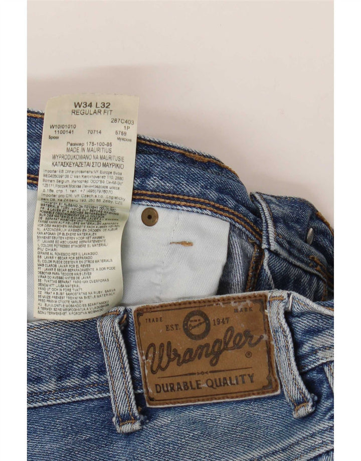 Wrangler masculino regular fit jeans reto W34 L32 algodão azul