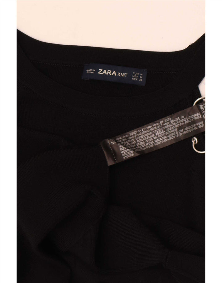 Zara Top feminino de um ombro Reino Unido 12 viscose preta média