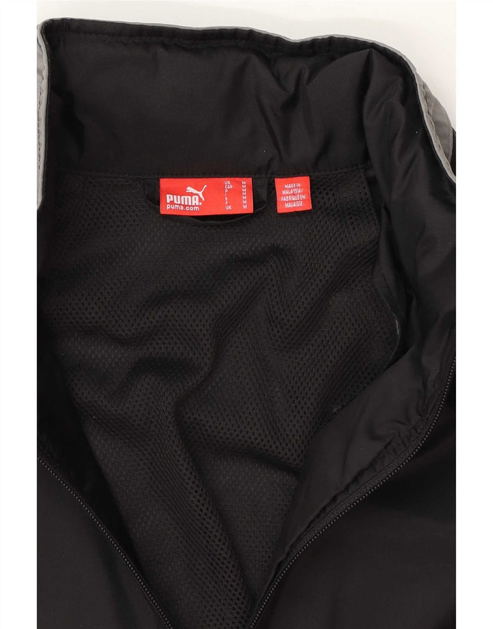 Jaqueta de chuva masculina Puma Graphic com capuz Reino Unido 38 médio preto colorblock nylon