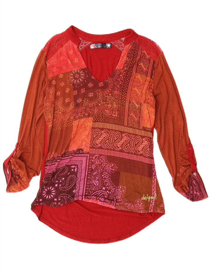 Blusa feminina Desigual UK 14 média vermelha paisley viscose