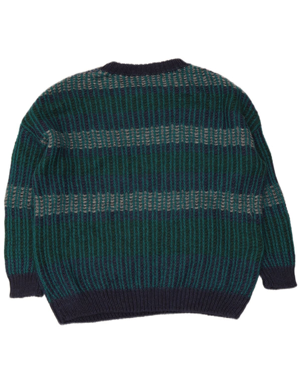 Suéter masculino vintage com gola redonda XL listrado multicolorido