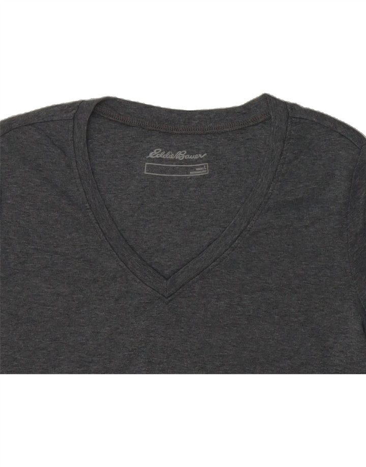 EDDIE BAUER Womens T-Shirt Top UK 14 Large Grey Cotton Vintage Eddie Bauer and Second-Hand Eddie Bauer from Messina Hembry 