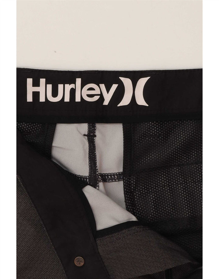 Hurley Mens Chino Shorts W33 Poliéster Geométrico Cinza Médio