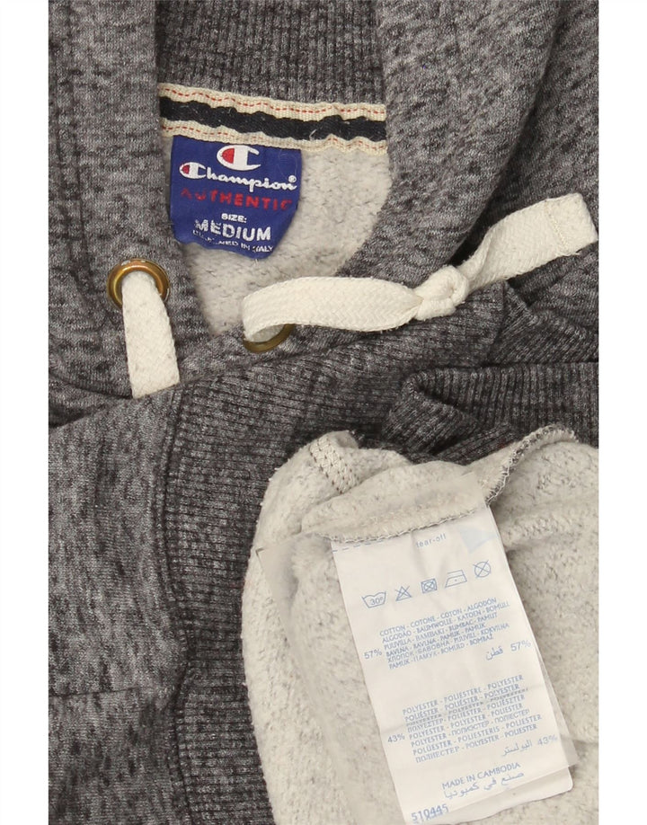 Jumper masculino com capuz gráfico Champion algodão manchado cinza médio