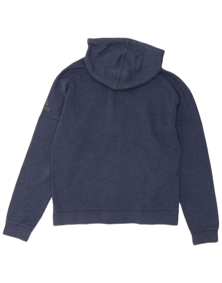 Adidas masculino zip moletom com capuz médio azul marinho manchado