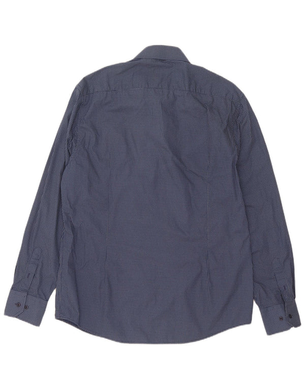 Camisa masculina Coveri tamanho 43 44 XL algodão manchado azul