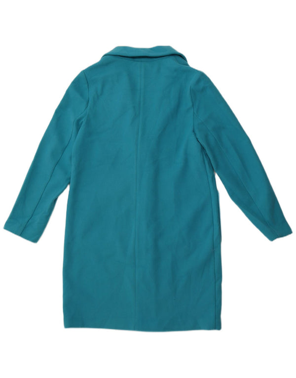 MARKS & SPENCER Womens Overcoat UK 10 Small Blue Polyester