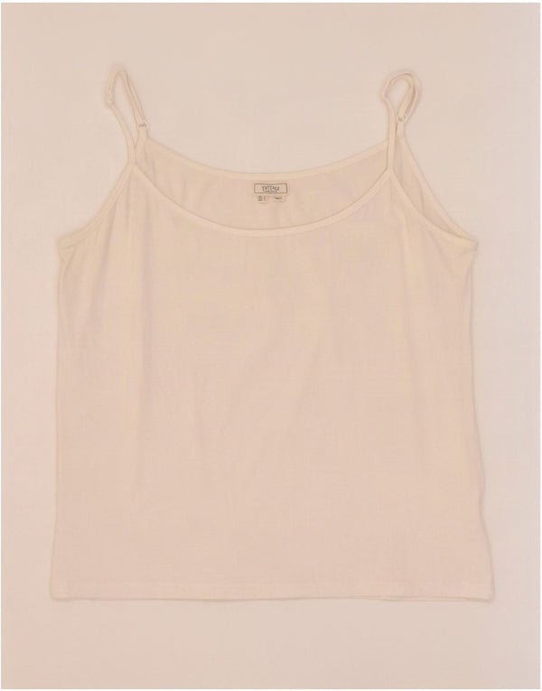 Fat Face Womens Cami Top UK 14 Grande Algodão Branco