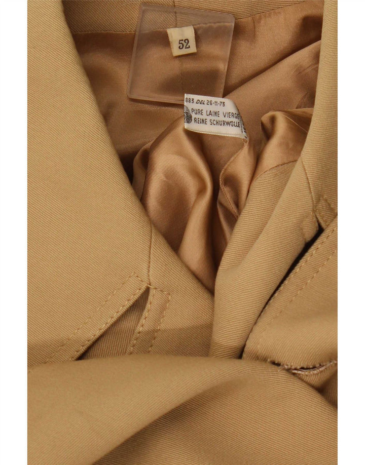 Vintage Womens Trench Coat IT 52 2XL Lã Bege