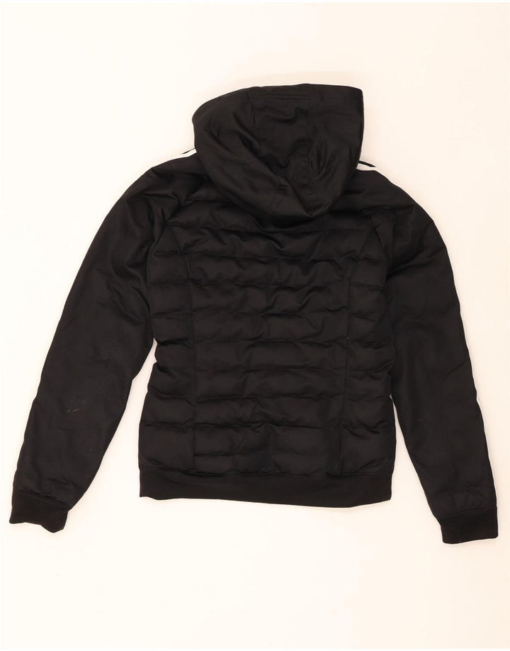 Casaco acolchoado com capuz feminino Adidas UK 8 pequeno poliéster preto