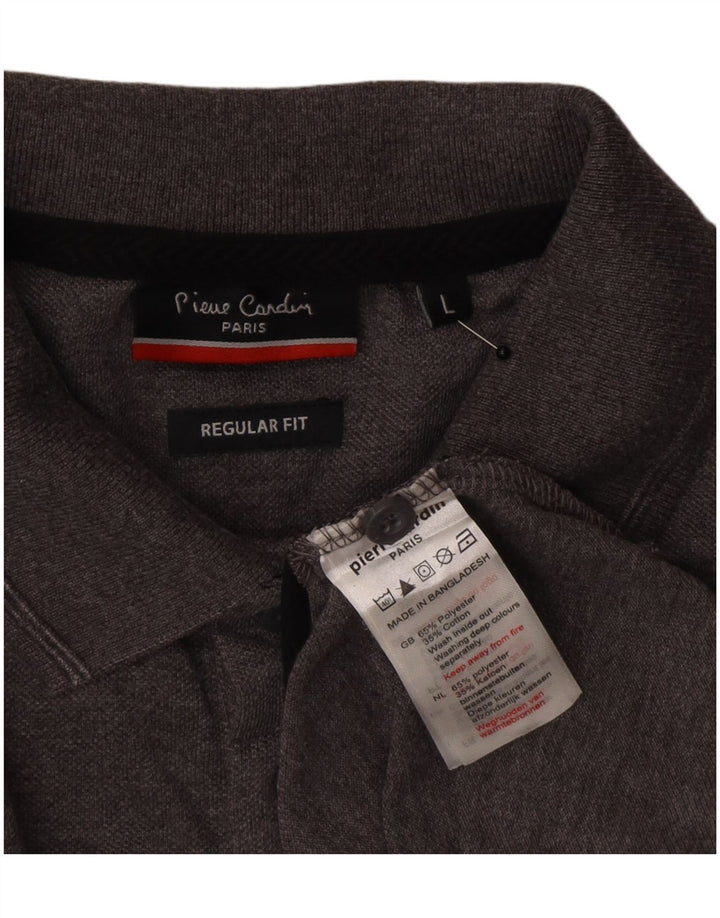 Camisa polo masculina Pierre Cardin Regular Fit grande poliéster cinza colorblock