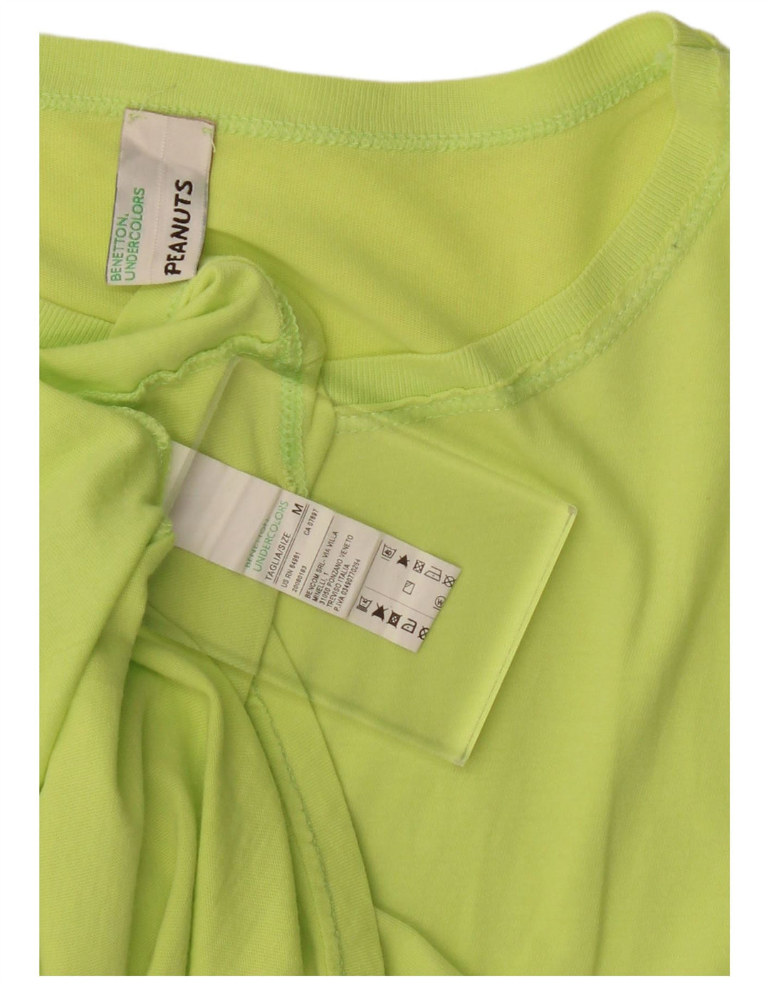 Top feminino com estampa Peanuts da BENETTON manga comprida Reino Unido 14 algodão verde médio