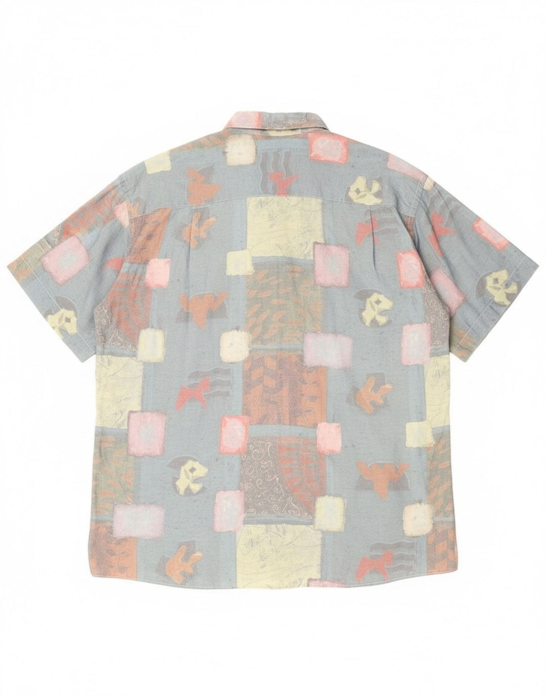 Camisa masculina de manga curta Canda tamanho 41/42 16 1/2 grande patchwork azul