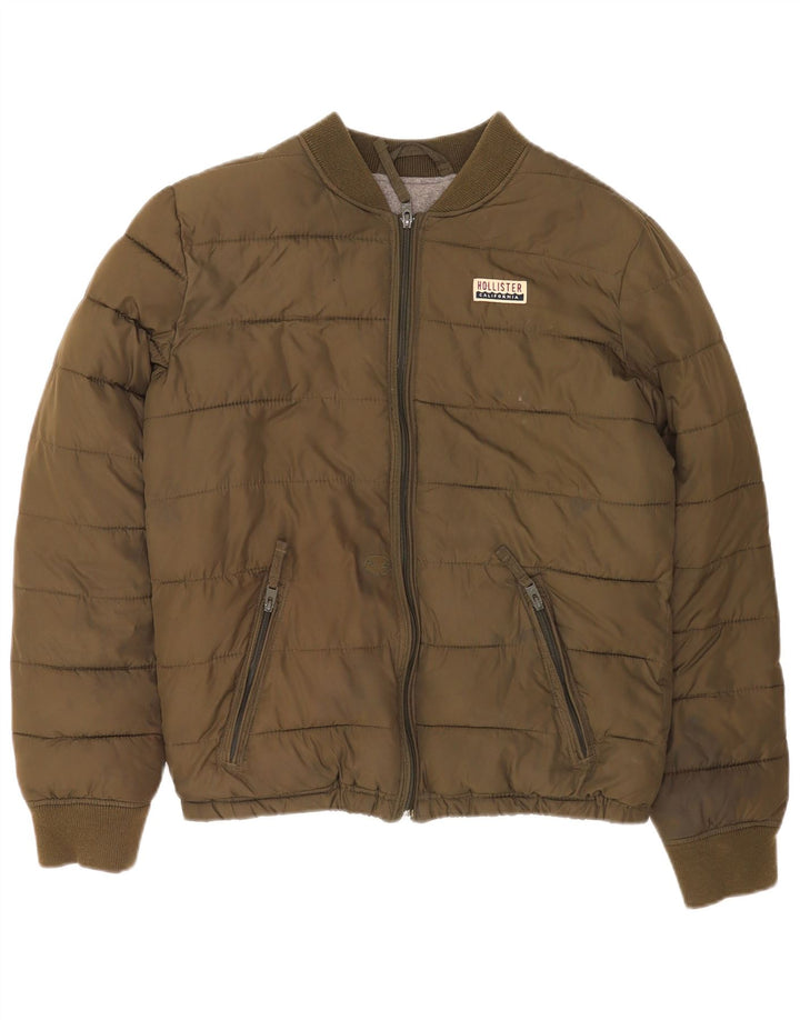 Jaqueta acolchoada masculina Hollister UK 38 poliéster cáqui médio