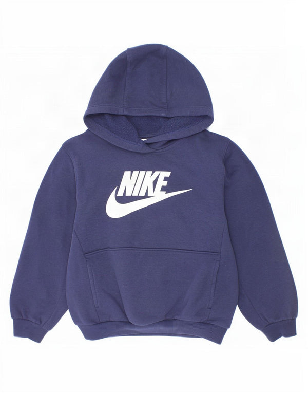 Suéter gráfico com capuz Nike Boys 6-7 anos grande algodão azul marinho