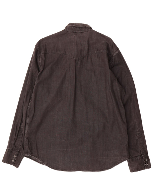 Camisa jeans masculina Levi's XL preta de algodão