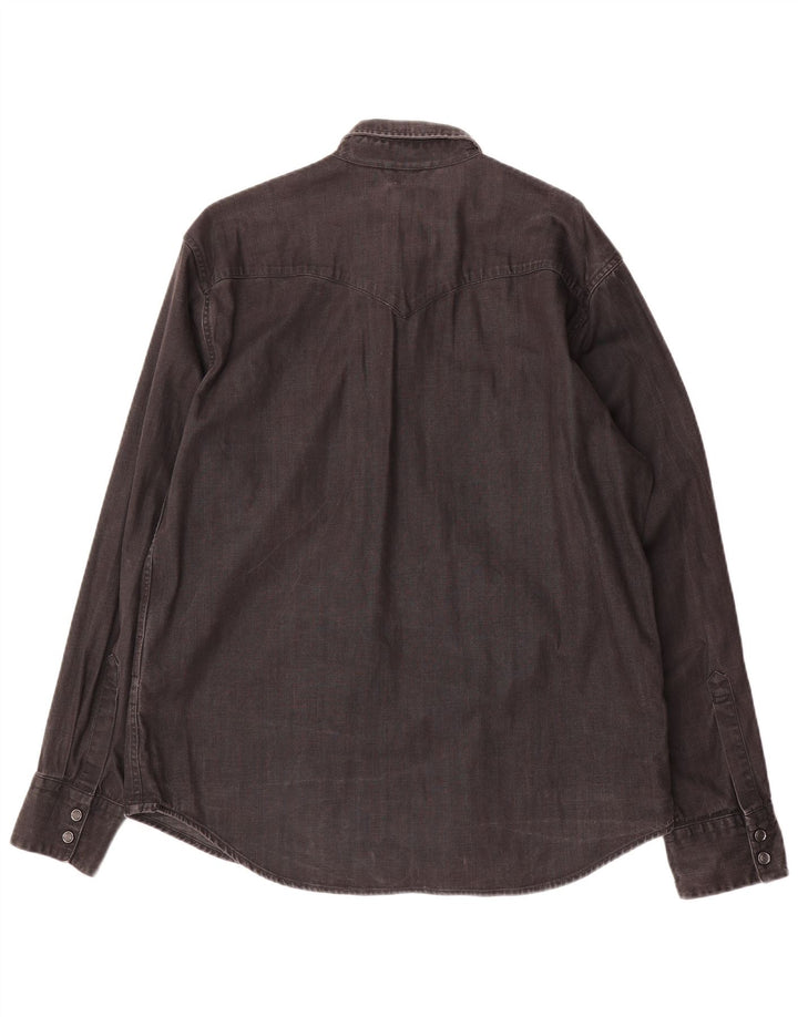 Camisa jeans masculina Levi's XL preta de algodão