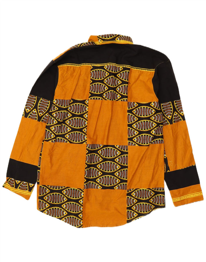 Camisa masculina vintage patchwork amarelo médio