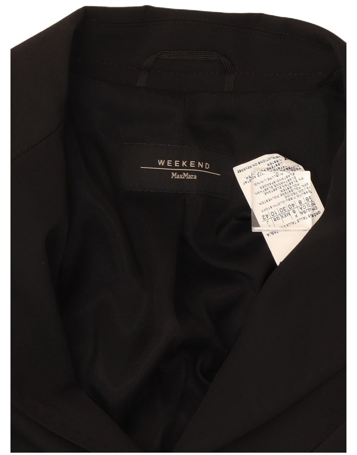 Jaqueta blazer feminina de fim de semana com 3 botões Max Mara Reino Unido 10 poliéster preto pequeno