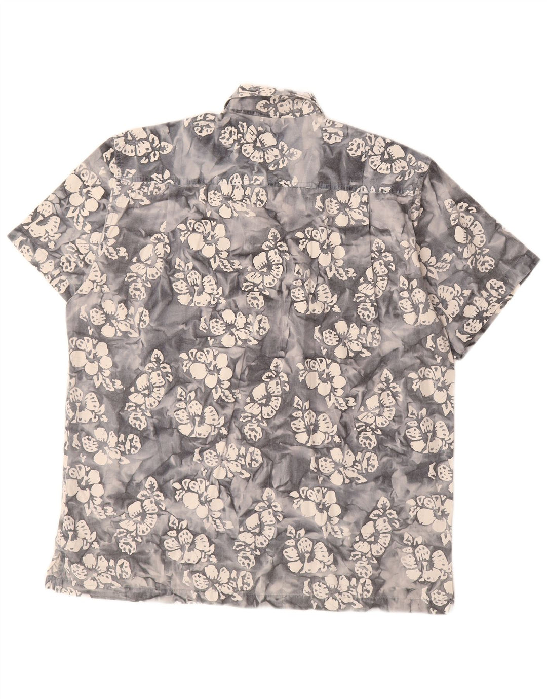 Camisa masculina vintage de manga curta 2XL algodão floral cinza