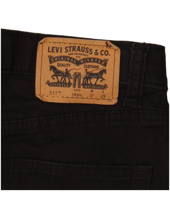 LEVI'S Boys 511 Slim Jeans 13-14 Anos W27 L29 Algodão Preto