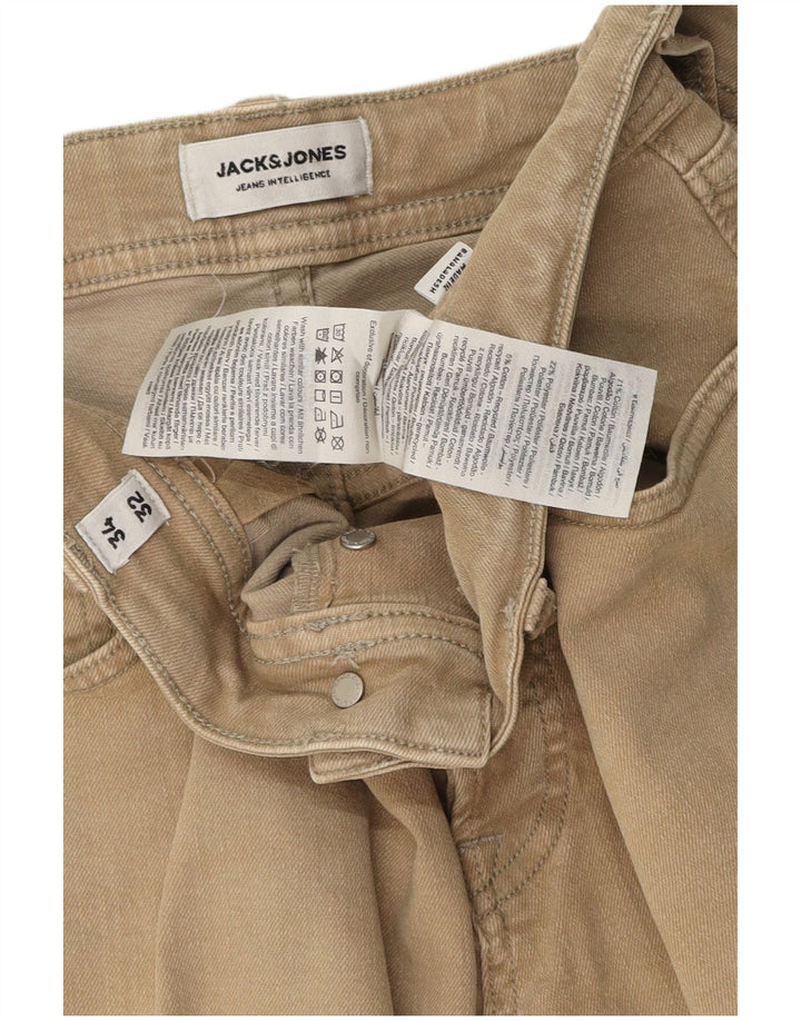 Jack & Jones Masculino GLENN Slim Jeans W34 L32 Algodão Bege