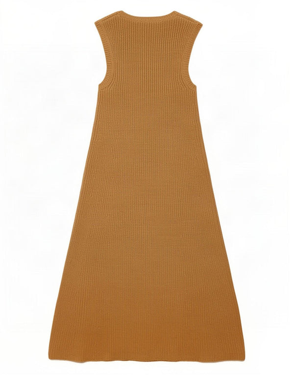 Zara vestido feminino sem mangas maxi jumper Reino Unido 14 grande bege acrílico