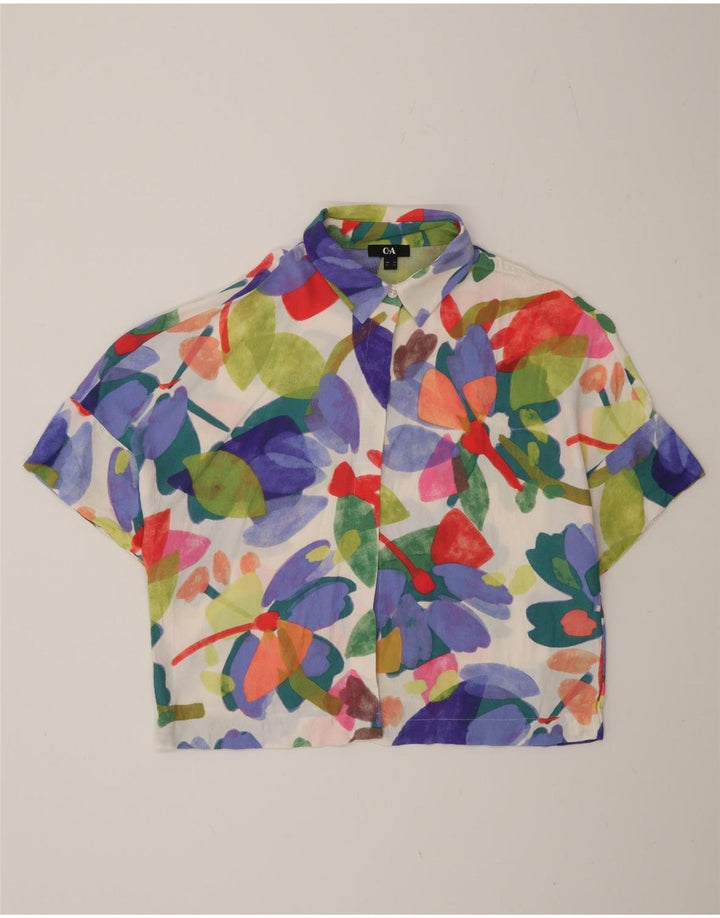 Blusa feminina C&A manga curta EU 40 médio floral multicolorido
