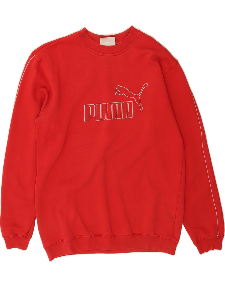PUMA Mens Graphic Sweatshirt Jumper Small Red Cotton Vintage Puma and Second-Hand Puma from Messina Hembry 
