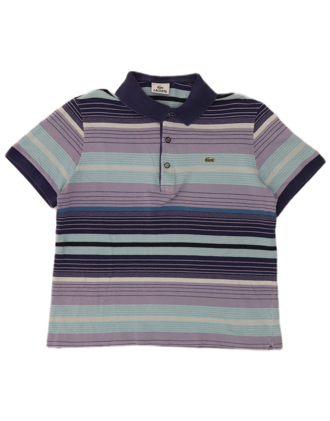 Camisa polo masculina Lacoste tamanho 5 grande algodão listrado multicolorido