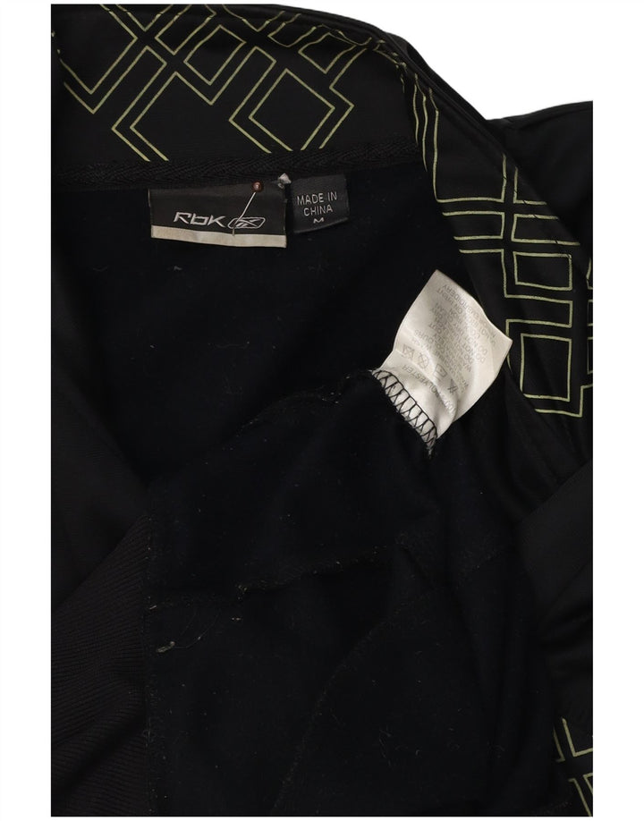 REEBOK Mens Graphic Tracksuit Top Jaqueta Médio Preto Geométrico Poliéster