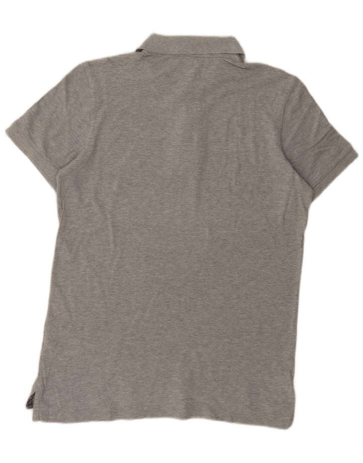 Camisa polo masculina Benetton grande algodão manchado cinza