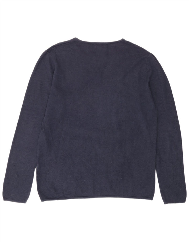 Zara Suéter masculino com gola com botão XL azul marinho