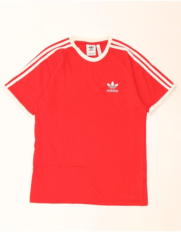ADIDAS Mens T-Shirt Top Pequeno Algodão Vermelho